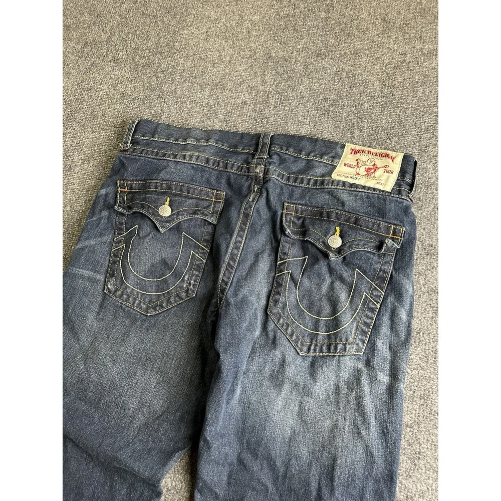 Mens True Religion World Tour Made in USA Blue Denim Jeans, Size 40